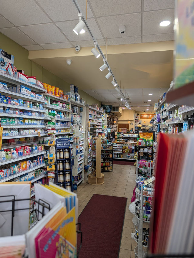 Over-the-counter products and everyday essentials inside Thriftway Pharmacy
